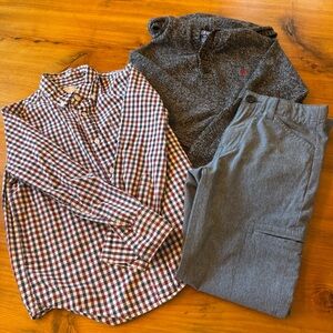 Boys size 8 outfit Nordstrom Soft dress pants, crewcuts shirt and IZOD sweater